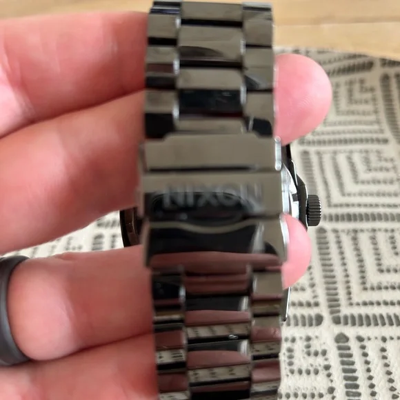 Nixon corporal stainless watch in gunmetal with orange accents. - Picture 3 of 6